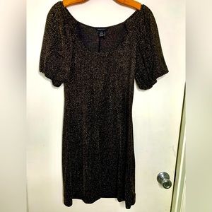 BCBG Max Azria Black & Gold Sparkle Cocktail Dress Size M
